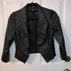 Women’s Faux Leather open crop style jacket
